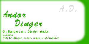 andor dinger business card